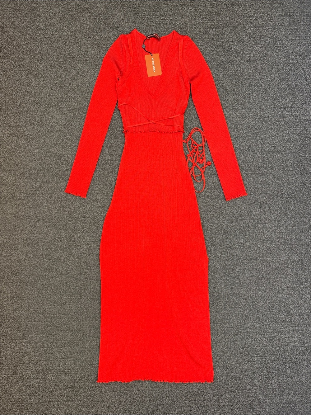 Altuzarra Damali Ribbed-Knit Midi Dress in Holly Red
